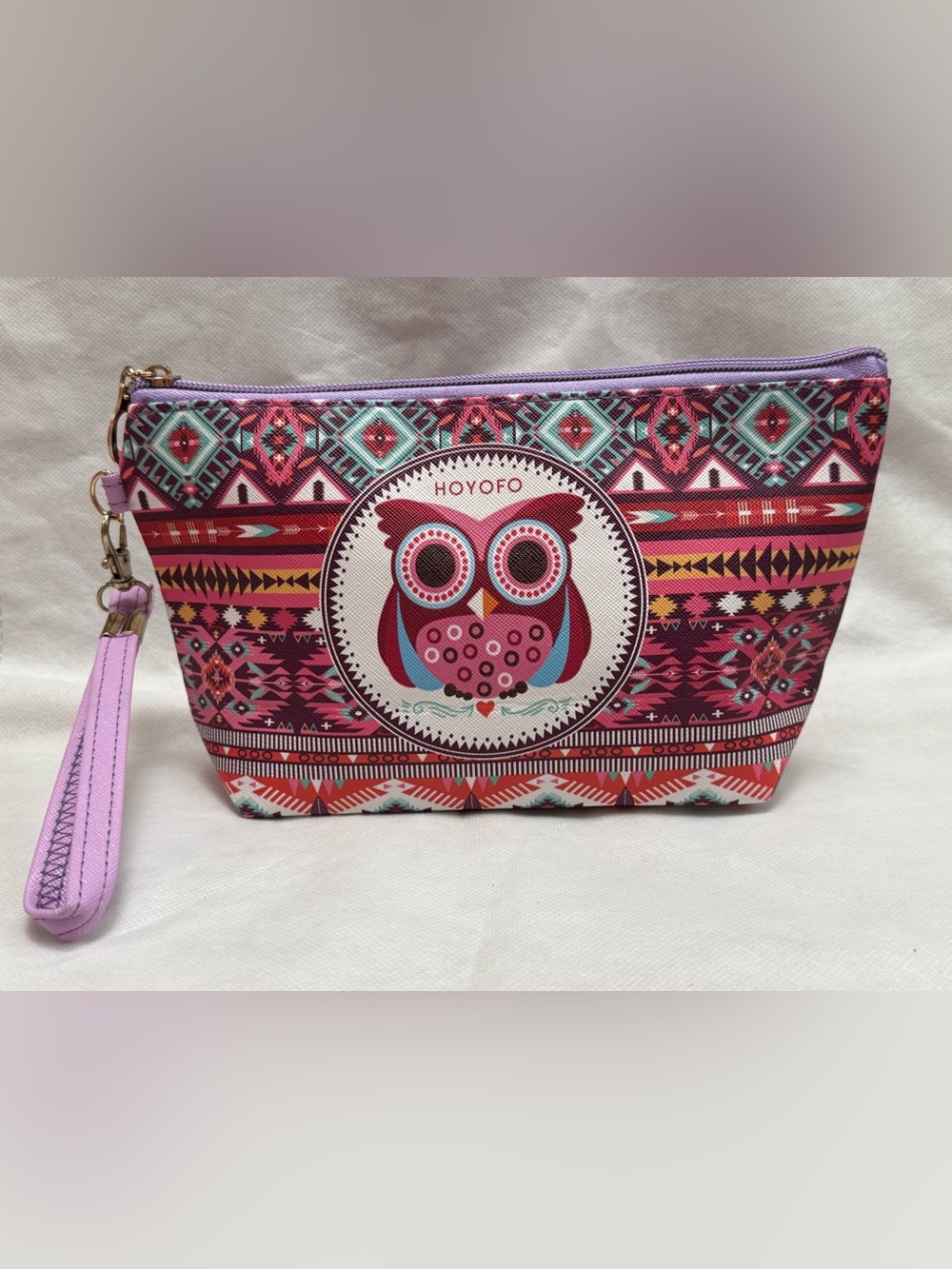 Pink & Teal Owl Pattern Cosmetic Bag - Women Bags
